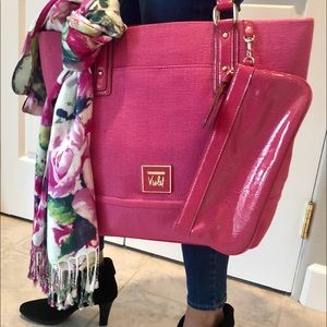 Pink purse and matching scarf